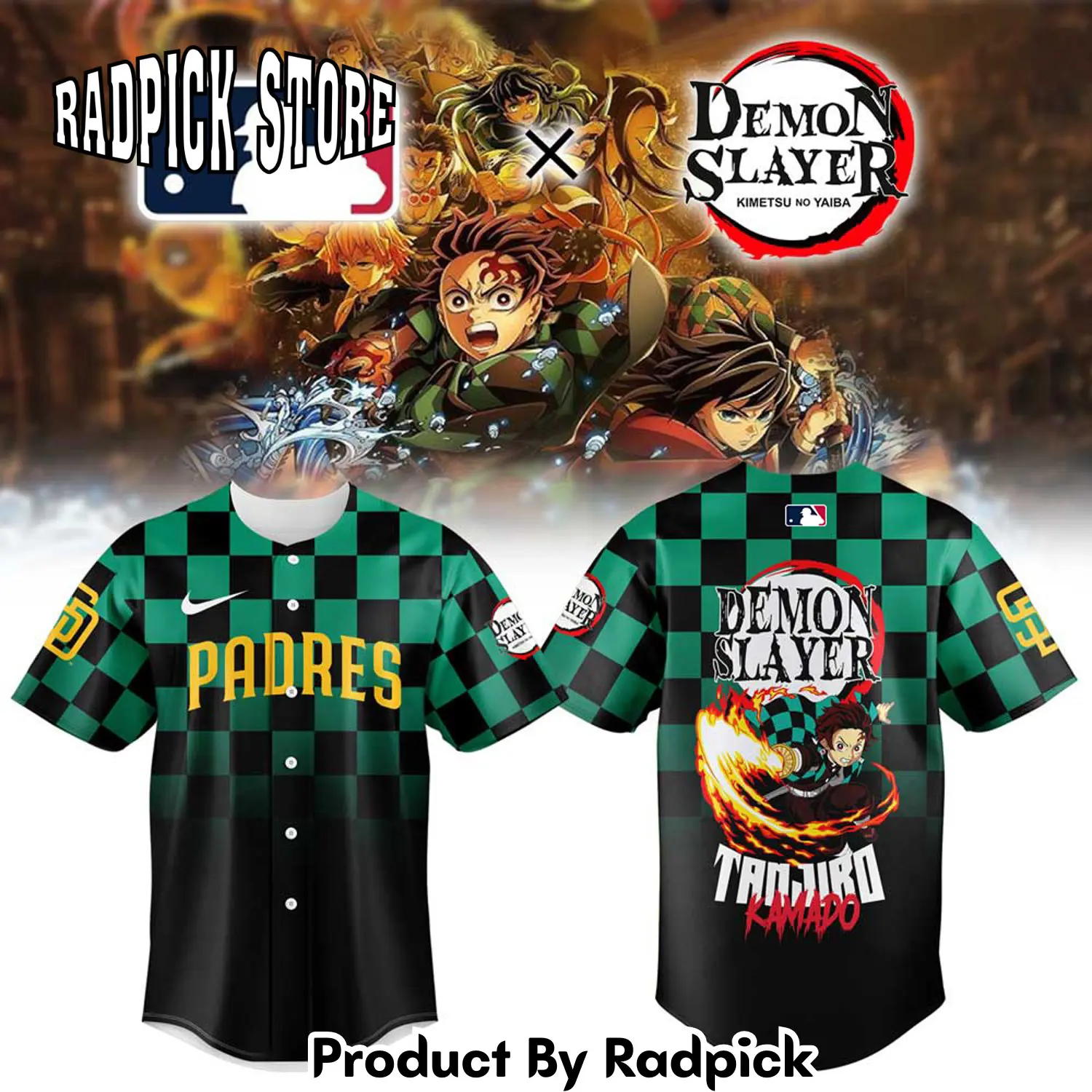 Radpick san diego padres x demon slayer baseball jersey rp127164